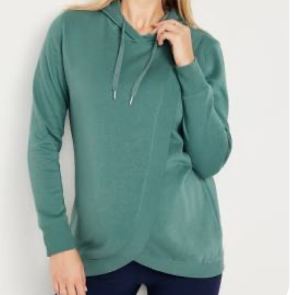 Old Navy Maternity Cross-Front Nursing Pullover Hoodie in Forest Pine Green Sz L